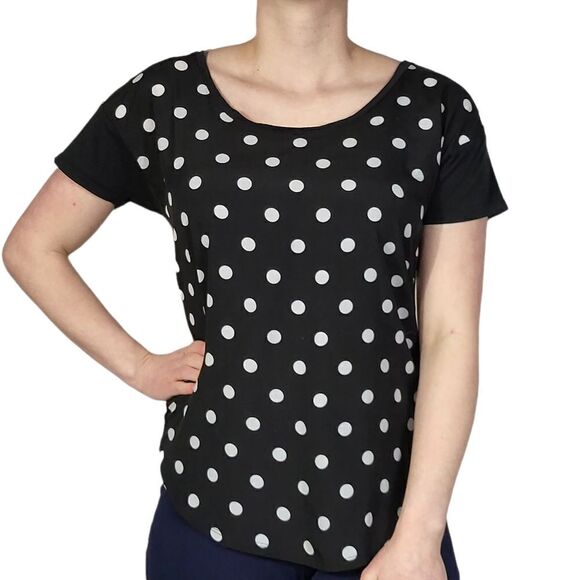 Ann Taylor Black Polka Dot Short Sleeve Top 8 - Picture 1 of 6